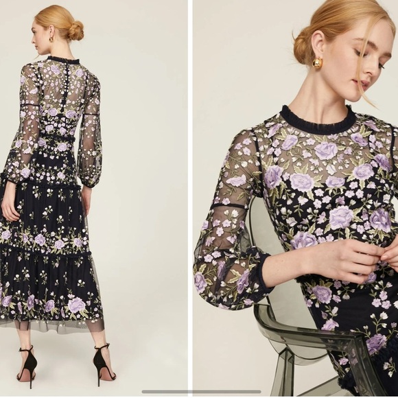 Mac Duggal Embroidered tiered dress size 8 - Picture 4 of 13